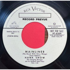 Hank Snow Mainliner / Born to Be Happy 45 Country Promo RCA Victor 47-6269